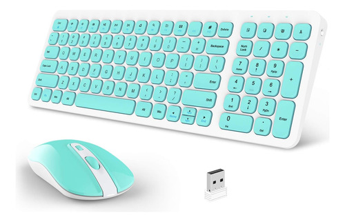 Mouse Y Teclado Delgado, Silenciosos Para Pc | Turquesa