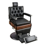 Cadeira Para Salão De Beleza P/ Barbeiro Luxo Imediato Cor Preto Com Faixa Whisky Forma Da Base Redonda Tipo De Encosto Reclinável