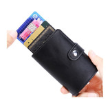 Billetera Hombre Mujer Tarjetero Rfid  Minimalista Negro Pu