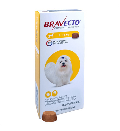 Anti Pulgas Carrapatos Bravecto Cápsula Cães Até 4,5kg - 3un