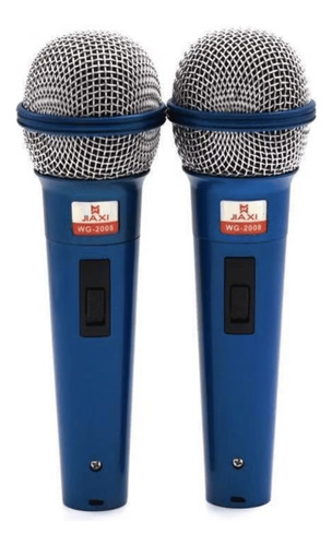 2 Microfones Profissional Dinamico Com Fio Prata Wg-2008