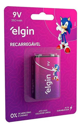 Bateria Recarregável 9v Elgin Cartela Com 01 Unidade