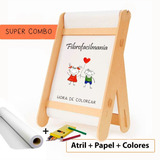 Pizarra Infantil  Atril De Mesa + Rollo De Papel + Colores