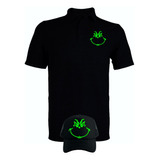 Camiseta Tipo Polo Grinch Navidad Obsequio Gorra Serie Black