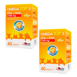 Kit 2 Omega Top 3 C 40 Cáp. Moles 1000mg P/ Cães E Gatos