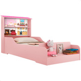 Cama Infantil Casa Menina Princesa Rosa Com Prateleiras