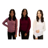 3 Blusas De Tricot Feminina Inverno Confortável De Frio