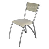 Silla Udine De Caño Tapizado Eco Cuero Beige