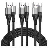 Cable Usb Tipo C Corto, Paquete De 3 Ventiladores Trenzados