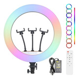 Aro De Leds Rgb Profesional 45cm Para 3 Celulares