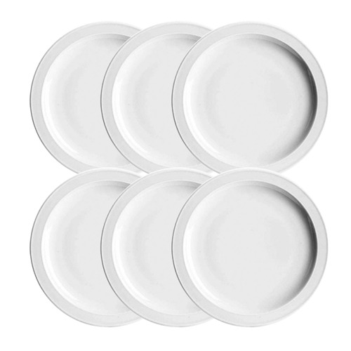 Plato Postre Porcelana Blanca Verbano Línea Távola X6 Color Blanco Liso