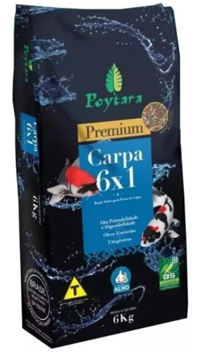 Ração P/ Carpa Poytara Premium  Mix 6x1 6kg + Brindes C/nf