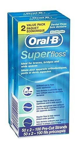 Oral-b De Super Floss Pre-cut Hilos, Menta, 50 Conde, Paquet