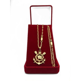 Corrente+pulseira+pingente Corinthians B Ouro 18k Masculina 