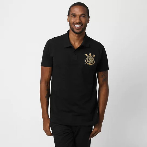 Camisa Masculina Corinthians Polo Sccp Gold