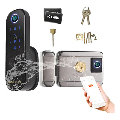 Cerradura Electronica Inteligente Digital Chapa Tuya App Negro
