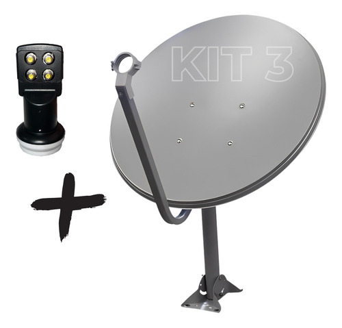 Kit Antena Digital Chapa Parabolica 60cm Ku + Lnbf Quadruplo