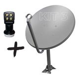 Kit Antena Digital Chapa Parabolica 60cm Ku + Lnbf Quadruplo