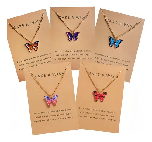 5 Pcs Cadena Collar Colgante De Mariposa Collares De Mujer