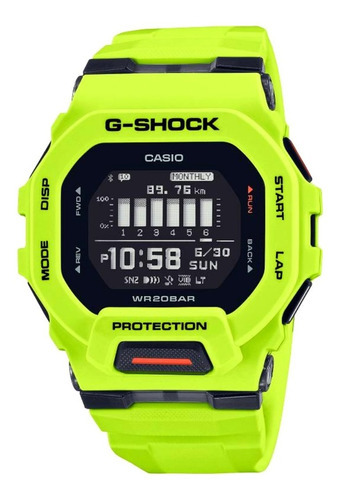 Reloj G-shock Casio Hombre Gbd-200-9ddr Smartwatch Original Color De La Correa Neón Color Del Bisel Neón Color Del Fondo Neón