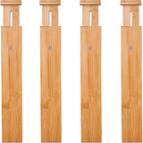 Paquete De 4 Separadores Ajustables De Bambú Para Cajones, O