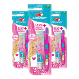 Kit 3 Un - Escova Dental Condor Kit Gel+esc Jr Barbie