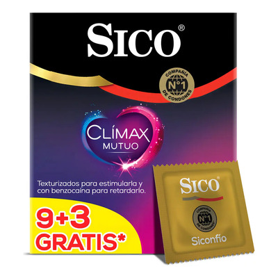 Sico Clímax Mutuo, Condones Retardantes De Hule Látex Natural, Cartera Con 9 Piezas | Envío gratis