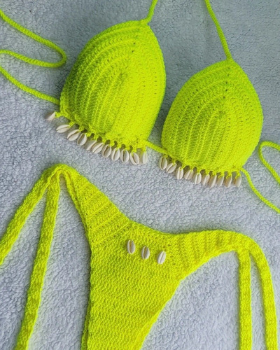 Vestido De Baño Tejido A Mano Bikini A Crochet Todas Tallas