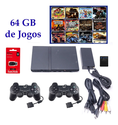 Playstation 2 Ps2  Completo 2 Controle 50 Jogos