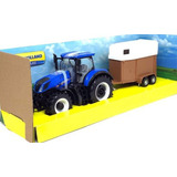 Trator New Holland T7.315 C/ Carreta De Animais Burago 1/32