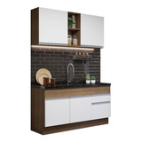 Cozinha Madesa Glamy 150002 Armário Balcão Sem Tampo Pia Rb Cor Rustic/branco