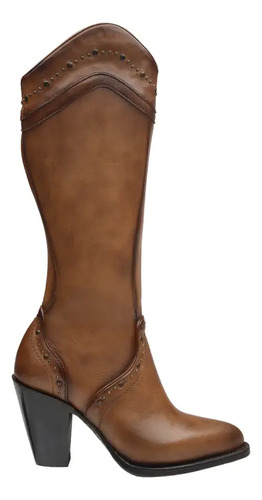 Bota Alta De Piel Diseño Sofisticado Tacón Alto Alicia