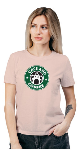 Polera Mujer Gato Michi Cats And Coffe Algodón Orgánico An22