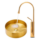 Mezclador Monomando Llave De Lavabo Dorado Alto Yesop