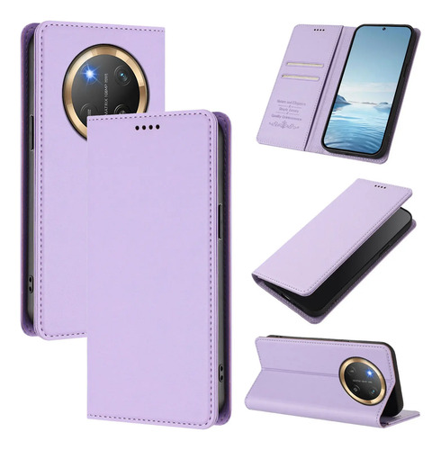 Funda Tipo Cartera Para Huawei Pura 70pro P80 Pro Series, Ranuras Para Tarjetas, Lavanda, Business Premium