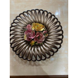 Adorno Pared Con Flores En Relieve Ceramica Brillante