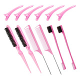 Set De Cepillos P/ El Cabello, Goiple, Rosa Comb Set-12pcs