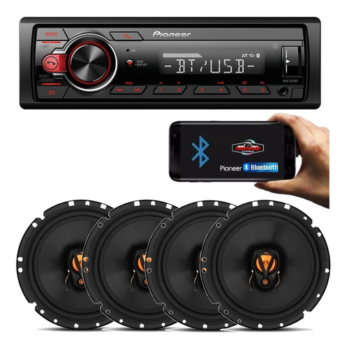 Rádio Pioneer Bluetooth +jogo 4 Falantes Jbl 6 P/ Fiat Mobi