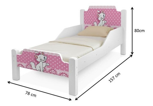 Cama Juvenil Helena Com Proteção, Exclusivo Gatinha Marie Cor Branco