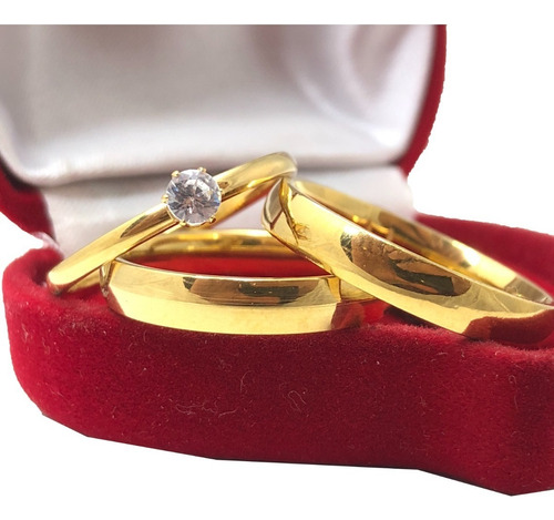 Par De Alianças Ouro 18k Casamento Tungstênio 4mm + Anel