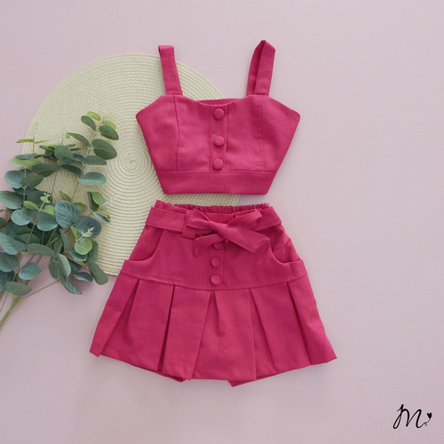 Conjunto Infantil Em Linho Pra Menina Moda Diva Blogueirinha