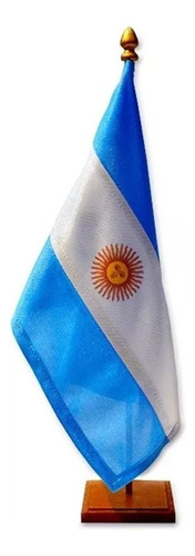 Bandera Argentina Con Base Y Mastil Para Escritorio 