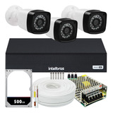 Kit Cftv 3 Cameras Full 1080p 2mp Dvr Intelbras Mhdx 1004-c