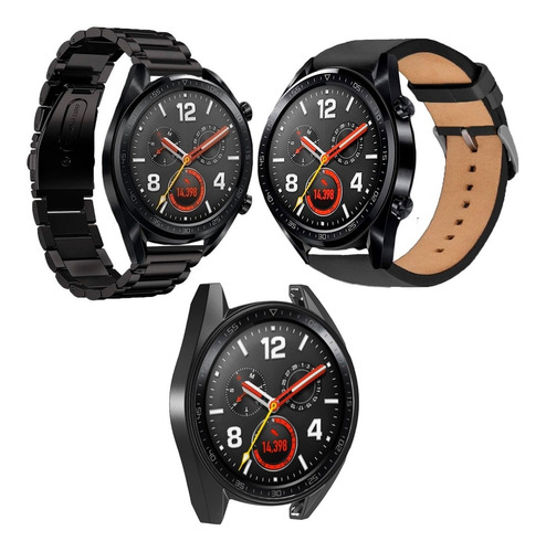 Combo Eslabones + Piel + Case Para Huawei Watch Gt + Mica