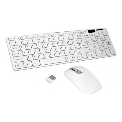 Teclado E Mouse Sem Fio Wirelles Super Fino + Capa Protetora Mouse Branco Teclado Branco