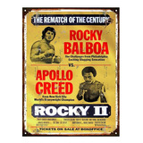 Cartel Chapa Publicidad Antigua Boxeo Rocky Vs Apollo L146