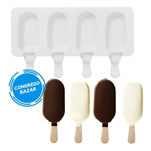 Molde Silicona Paleta De Helado Chica Ice Cream + 50 Palitos