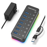 Rsh-518r - Hub Usb 3.0/usb C Con Tira Led Rgb De 14 Modos, I