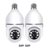 Combo X2 Camara Ptz Bombillo Seguridad 24/7  + 2 Sd 128gb