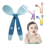 Cubiertos Flexibles Cuchara Tenedor Para Bebes Con Estuche